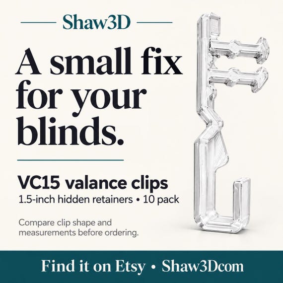 VC15 Blind Valance Clips, 1.5-Inch Hidden Replacement Retainers, 10 Pack