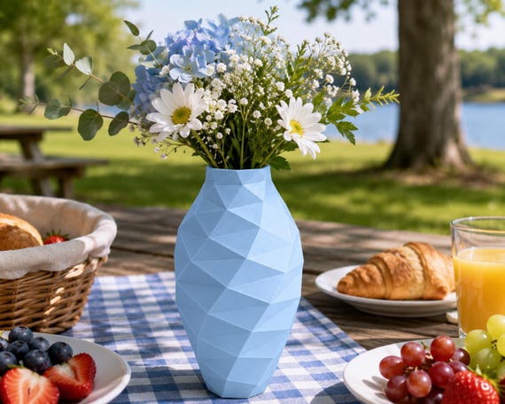 Geometric 3D Printed Vase, 4.57-Inch Decorative Flower Vase