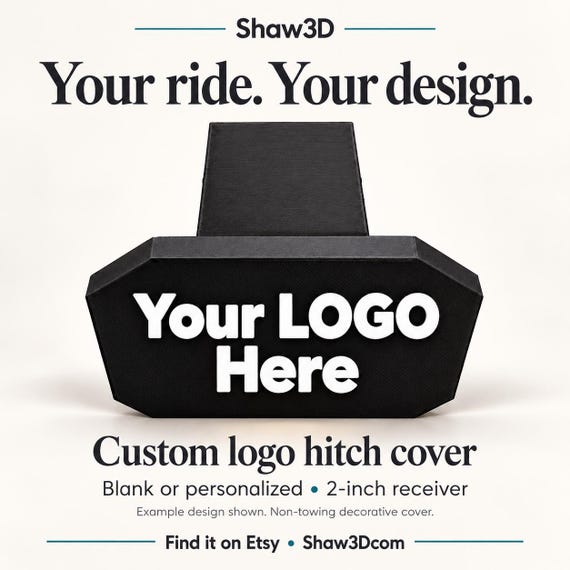 Custom Logo Hitch Cover for 2-Inch Receiver, Blank or Personalized, Pin Included