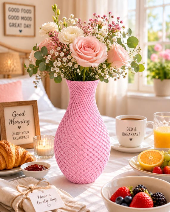 Spiral Lattice 3D Printed Vase, 6.73-Inch Decorative Vase